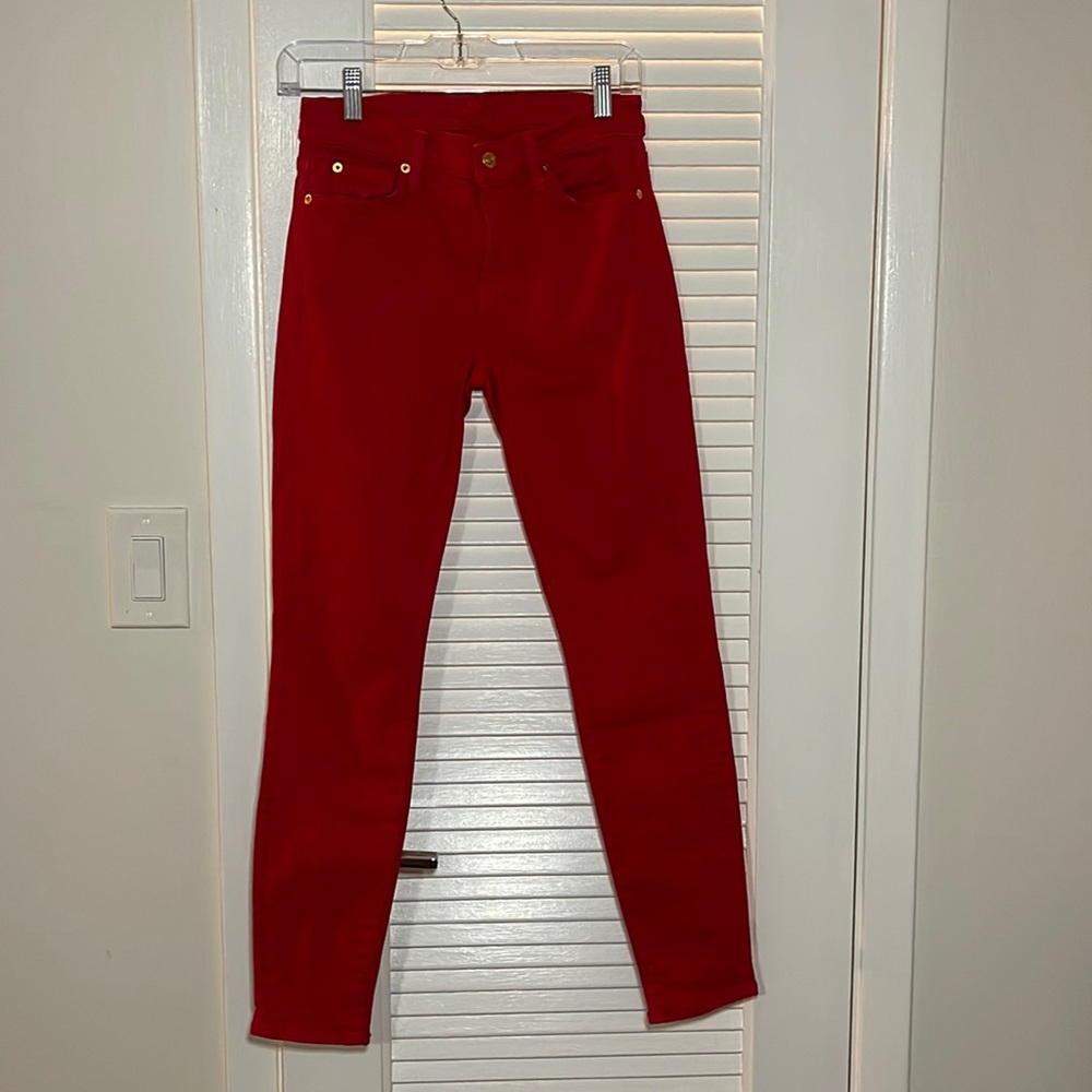 7 For All Mankind High Waist Ankle Skinny Jeans Red - Sz 27